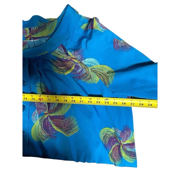 Roamans‎ Size 3X Tunic Top Blouse Shirt Blue Floral Smock Peter Pan Collar Flowy - Picture 5 of 8